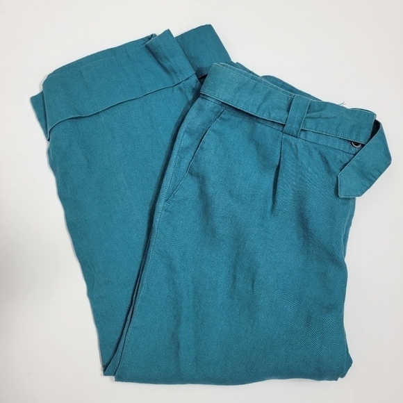 Rafaella 100% Linen Women's Aqua Blue Pants in a Size 10 - Picture 7 of 10